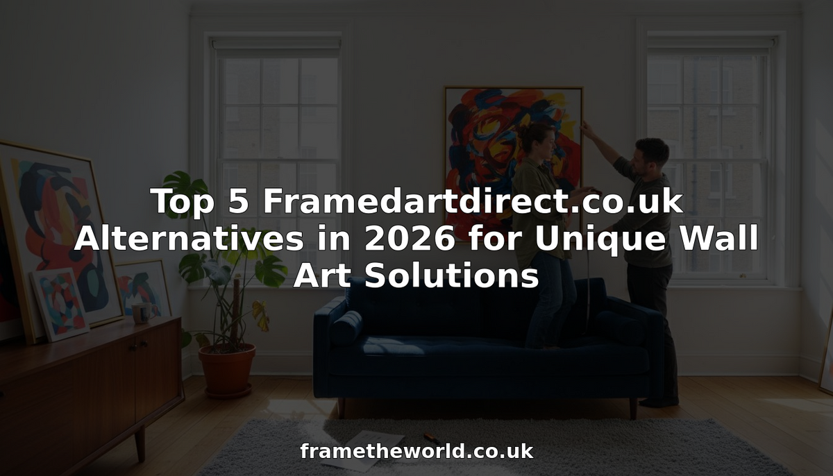 Couple hanging framed abstract wall art in modern living room