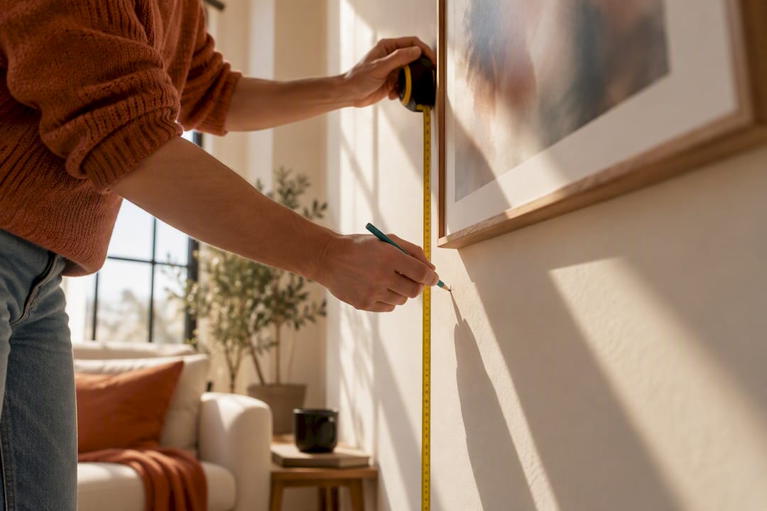 Measuring artwork centre height on wall