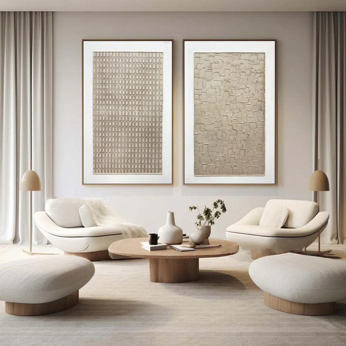 Wabi-Sabi Wall Art - Sandstone Echo - Set of 2