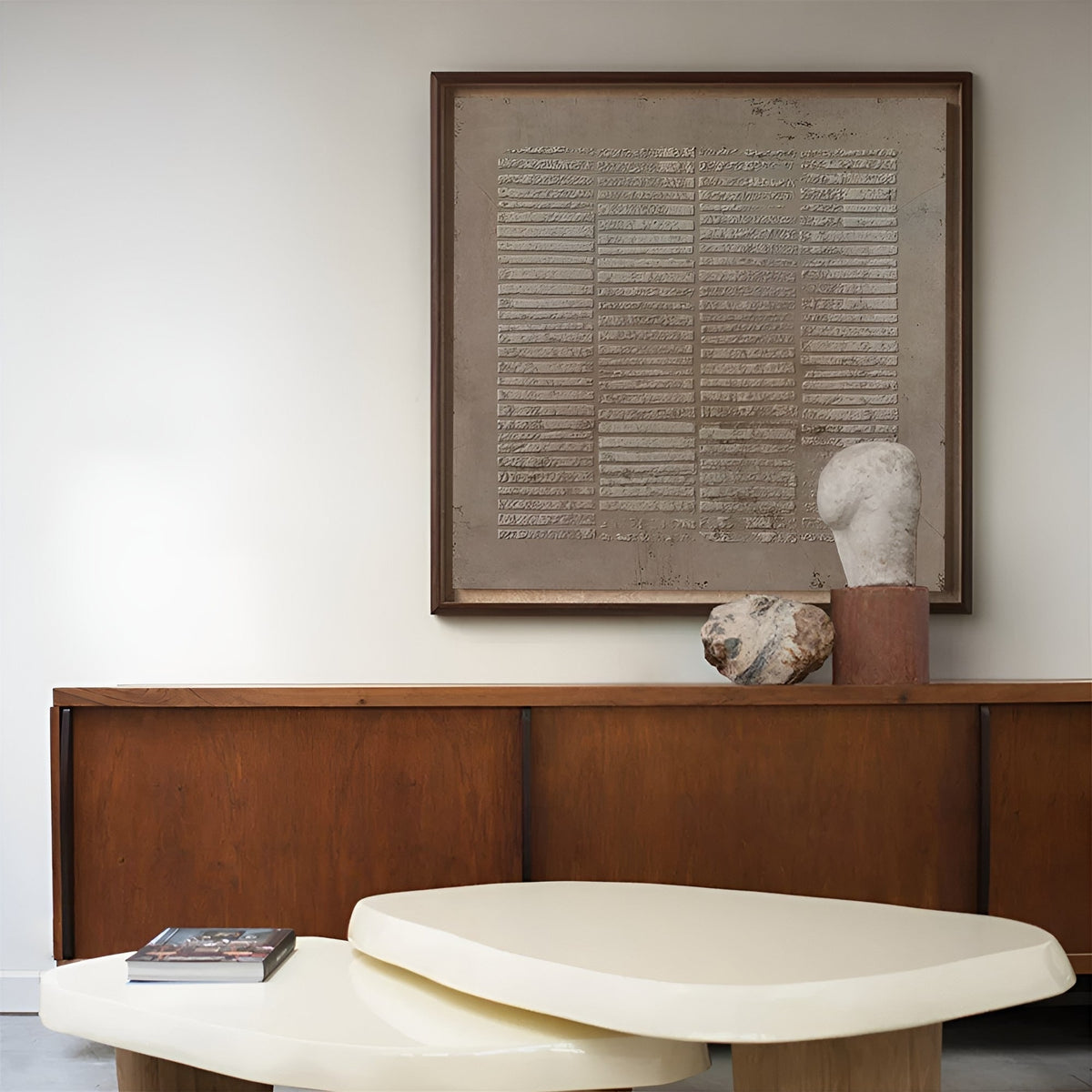 Unique handmade oil painting with raw textured details, a statement piece for modern and industrial interiors.