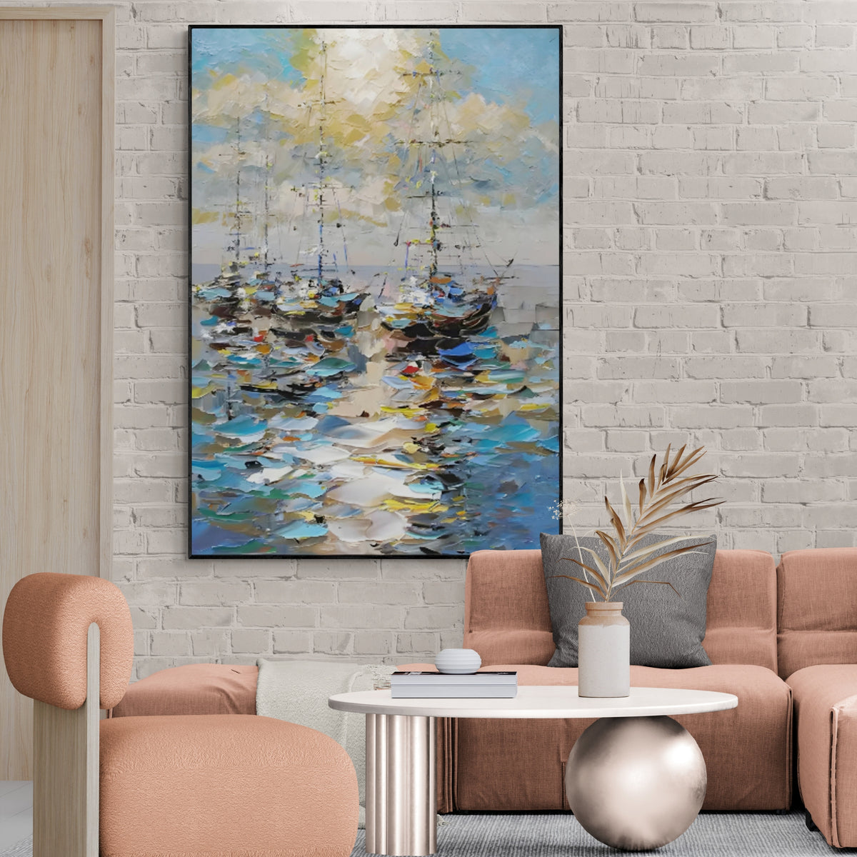 Impasto / Palette knife Art - Golden Sails
