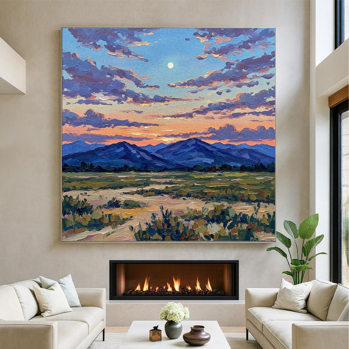 Realism/Figurative Art - Moonrise Over the Plains