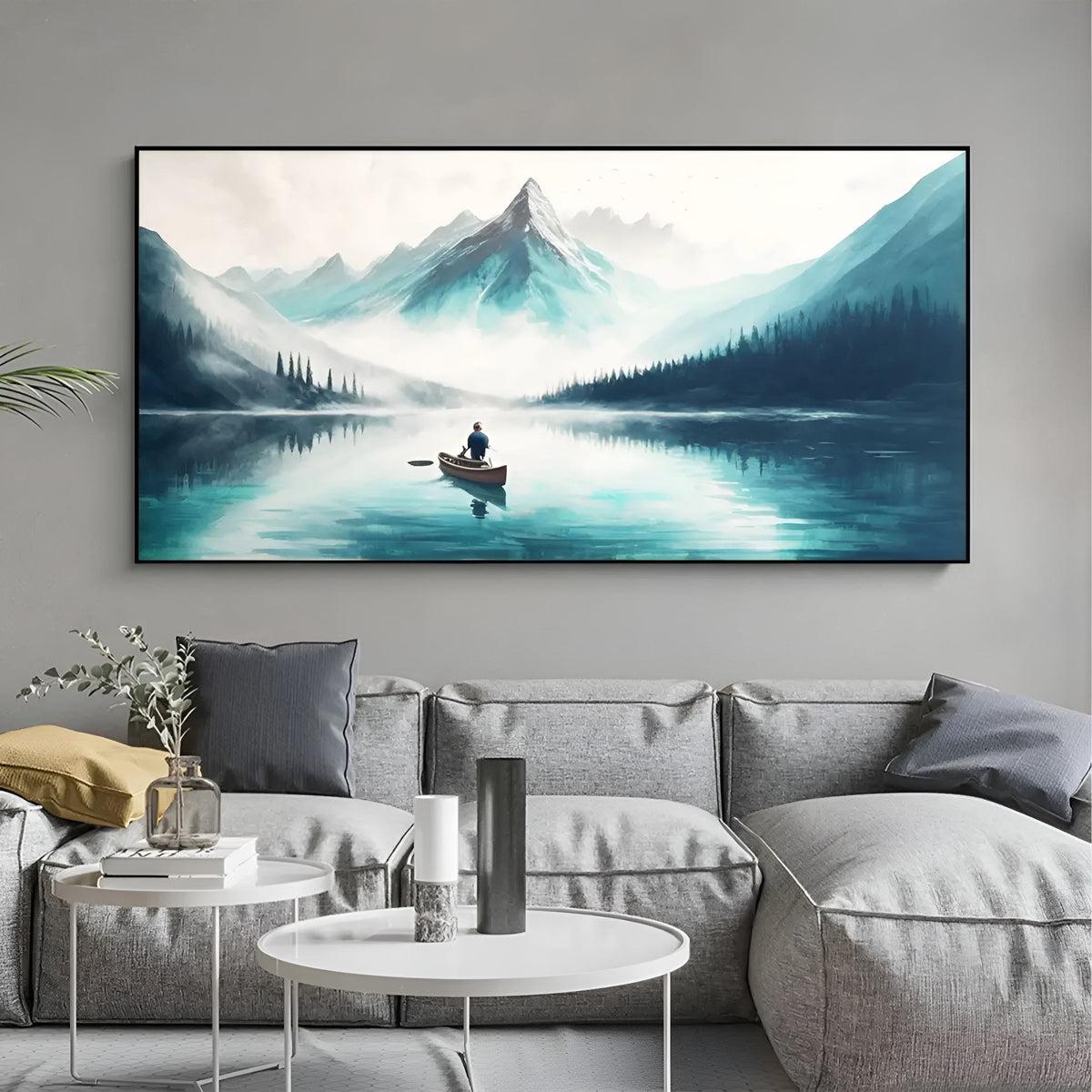 Handmade mountain oil painting ideal for calming home office or serene entryway décor.