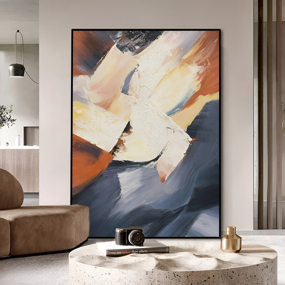 Abstract handmade oil painting with bold brushstrokes, ideal for modern living rooms or creative office spaces.