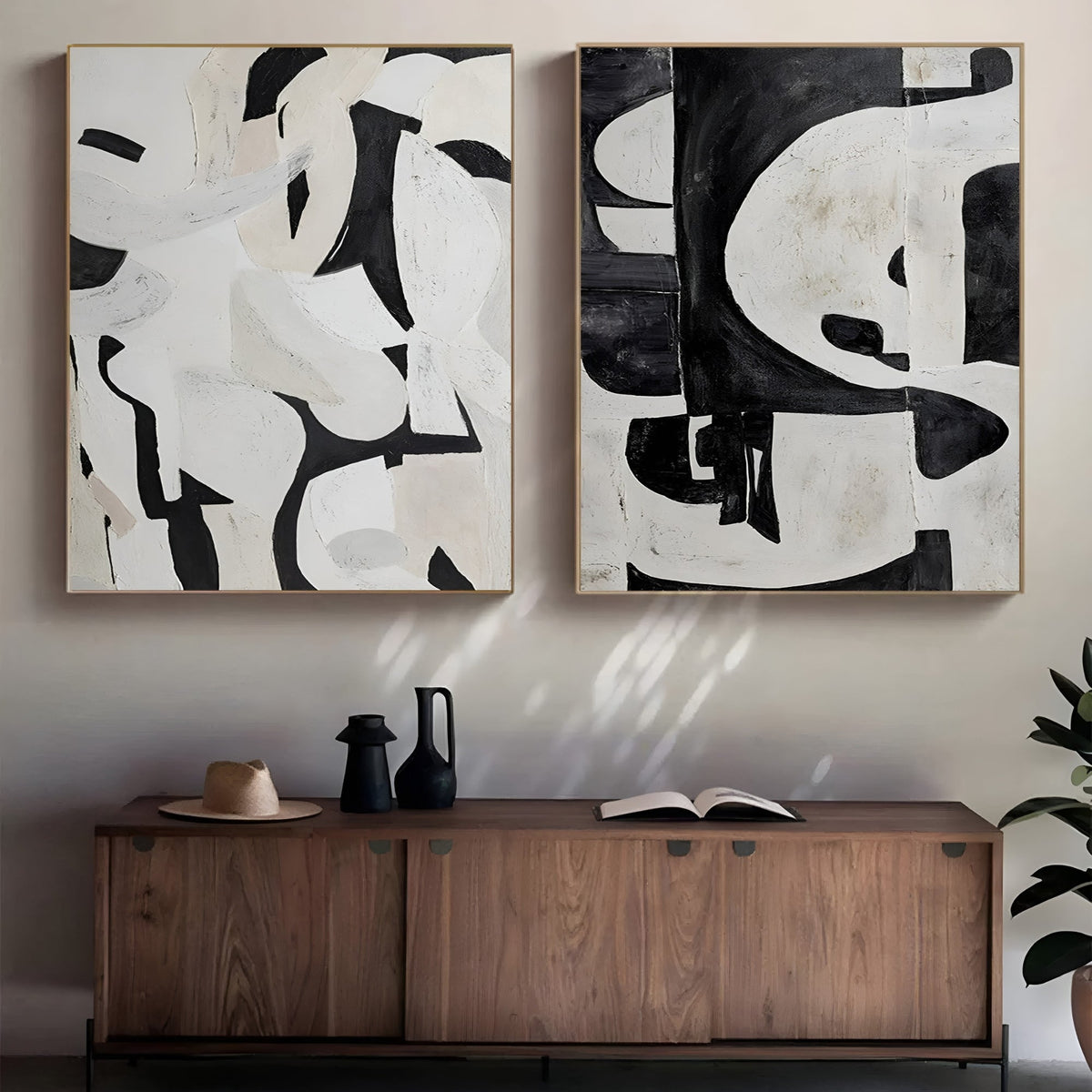 Wabi-Sabi Wall Art -  Echoes of Contrast - Set of 2