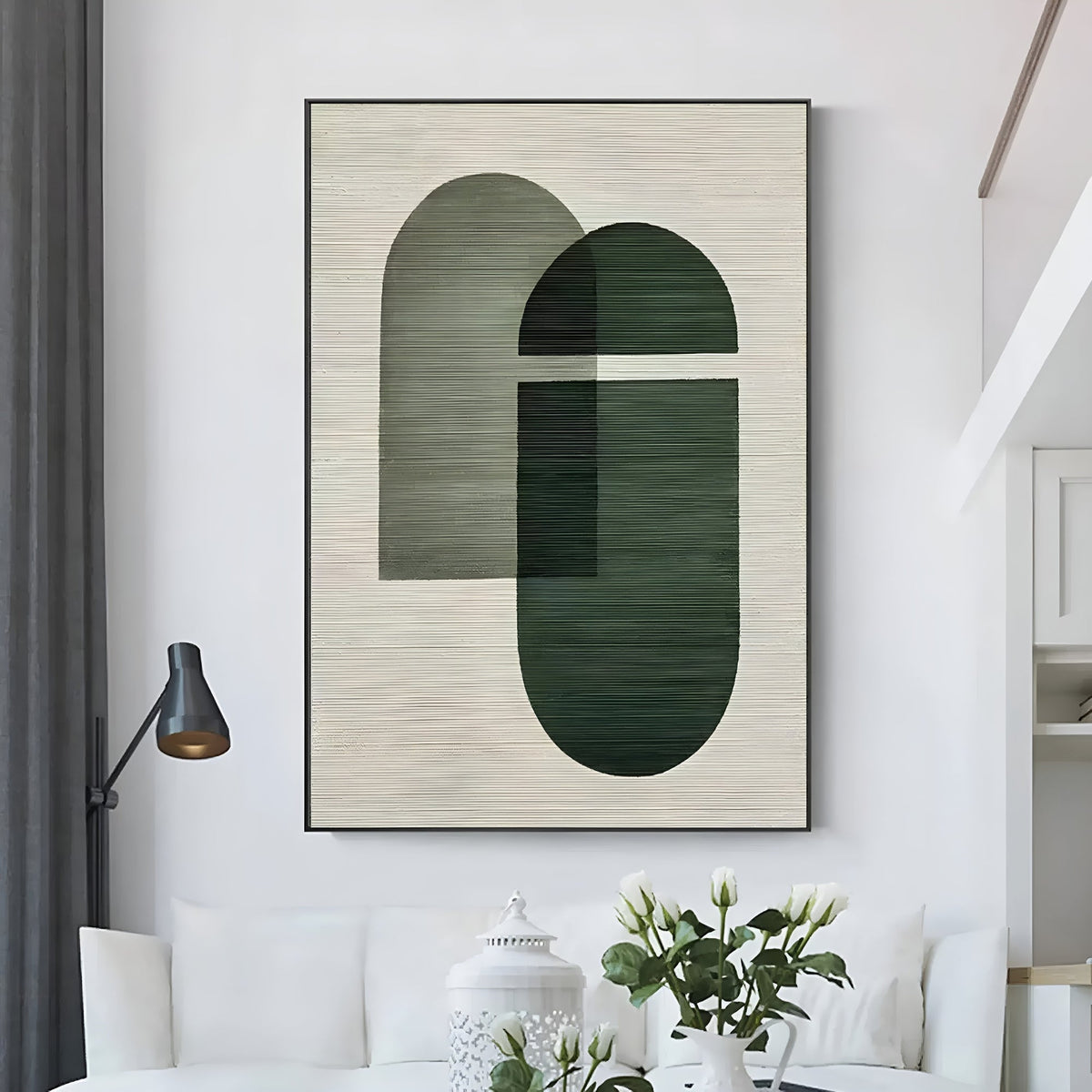 Textured Handmade Oil Painting in Geometric Style - Perfect for Modern and Scandinavian Interiors