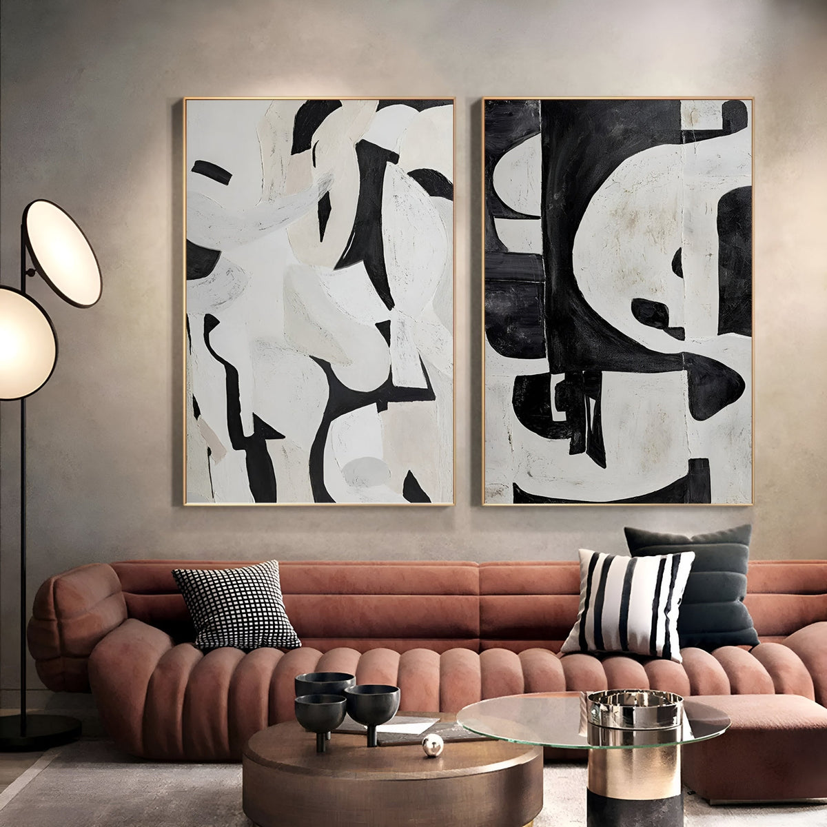 Wabi-Sabi Wall Art -  Echoes of Contrast - Set of 2