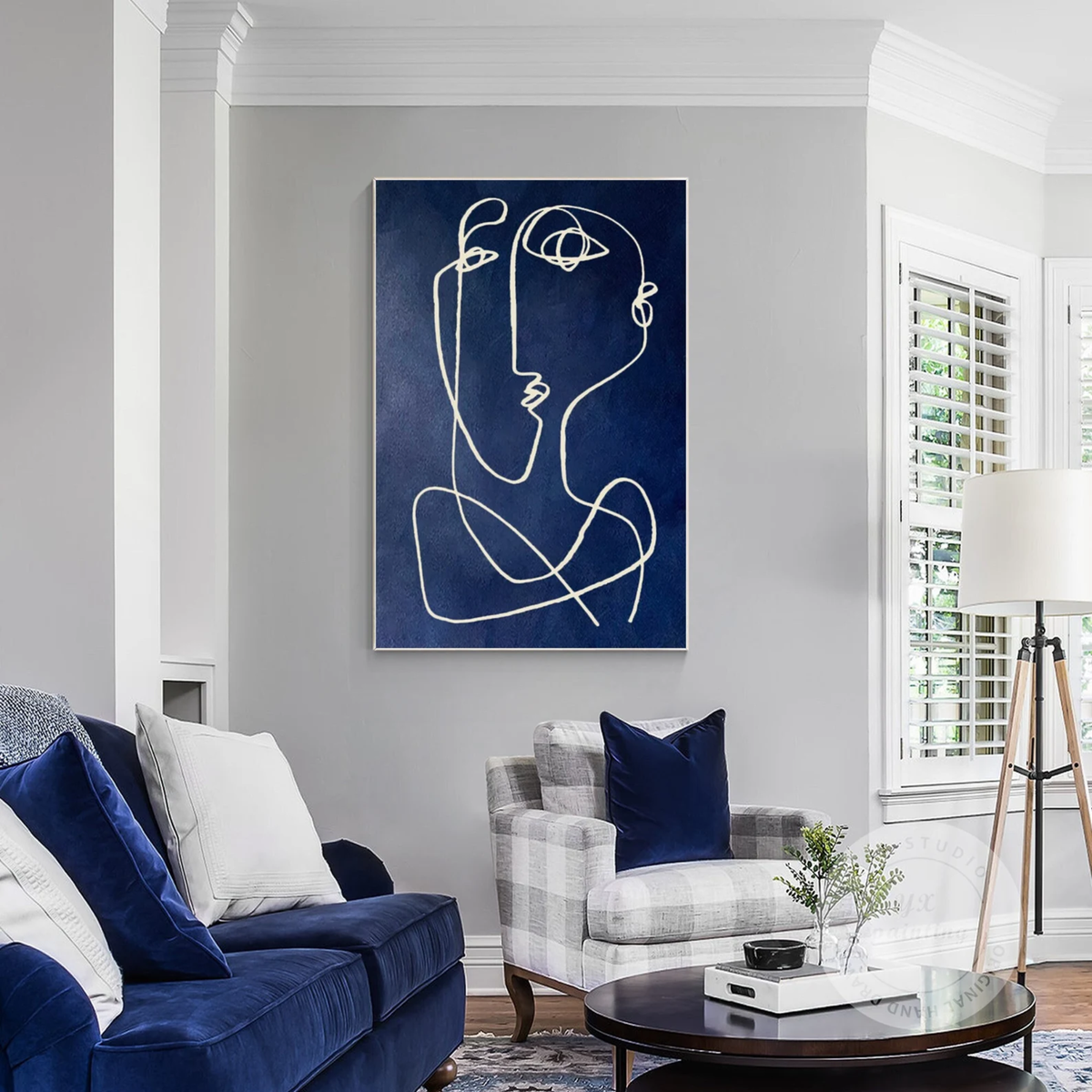 Contemporary Minimalist Art - Entwined Thoughts in Blue