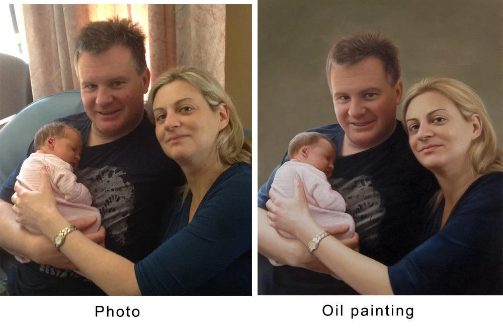 Turn Your Photo into a Custom Oil Painting – Family, Pet & Couple Portraits Set 3