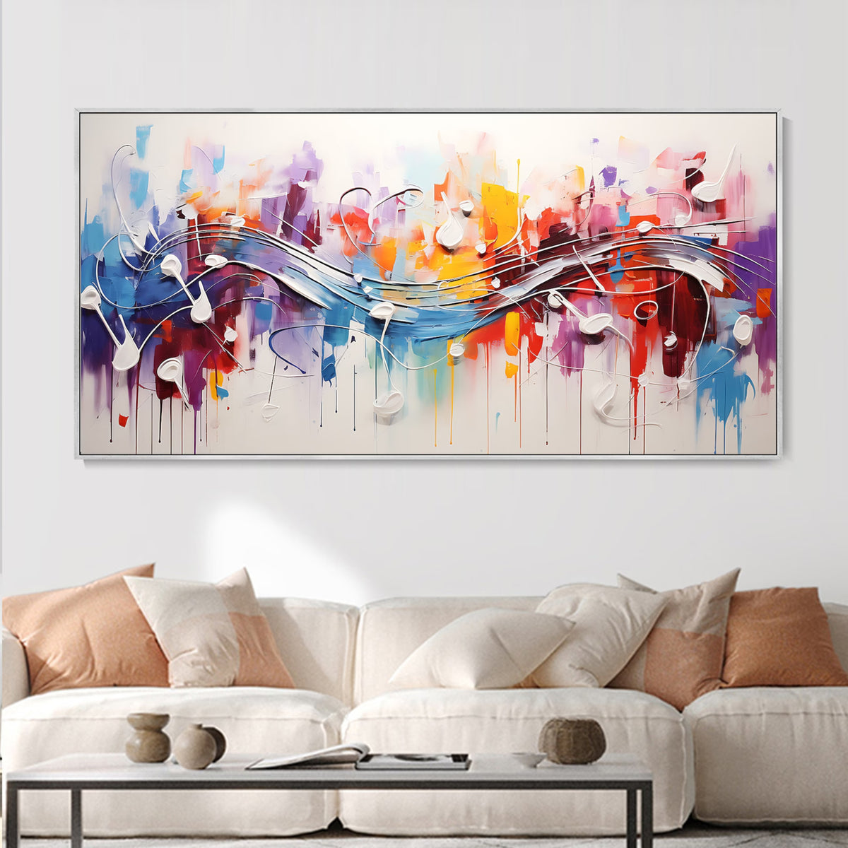 Modern abstract canvas with dynamic flow – Featuring a fluid, sweeping composition across a white background, this painting enhances any bedroom, hallway, or lounge with its playful and uplifting character.