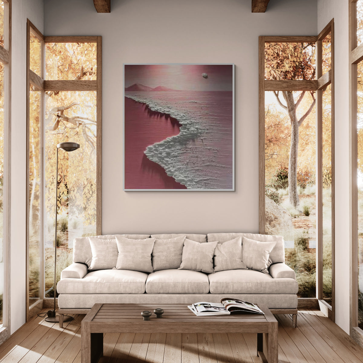 A stunning handmade oil piece that brings color and calm to contemporary or minimalist spaces.