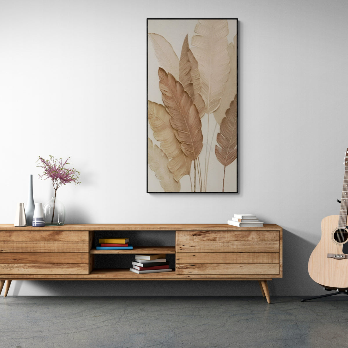 Soft neutral handmade leaf design, ideal for creating a warm, natural atmosphere in Scandinavian-inspired spaces.